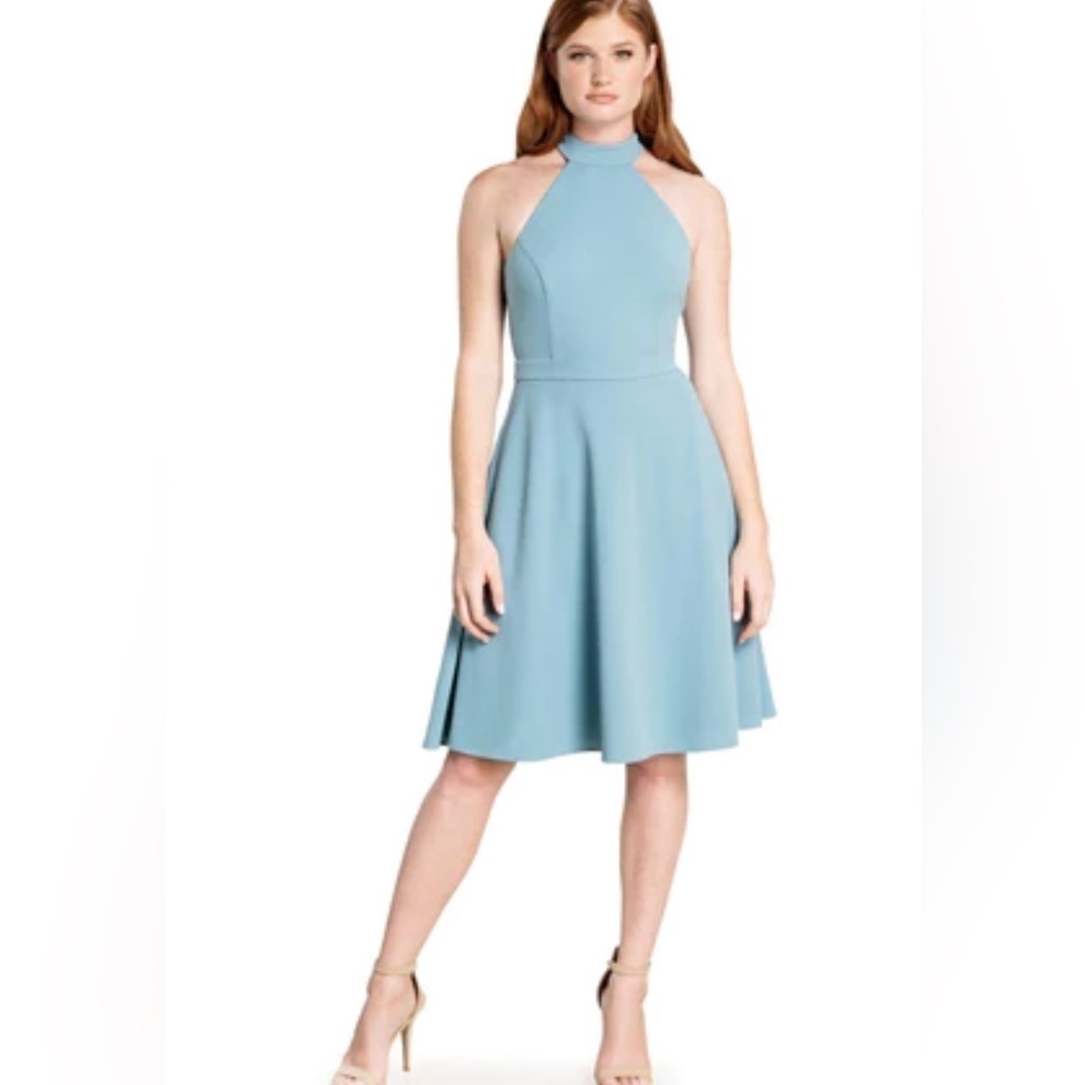 NWT Dress the Population Paulina Dress Womens XXL  Sea Breeze Cutout Halter Midi